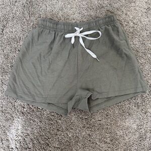 SHEIN Olive Athletic Shorts with White Tie